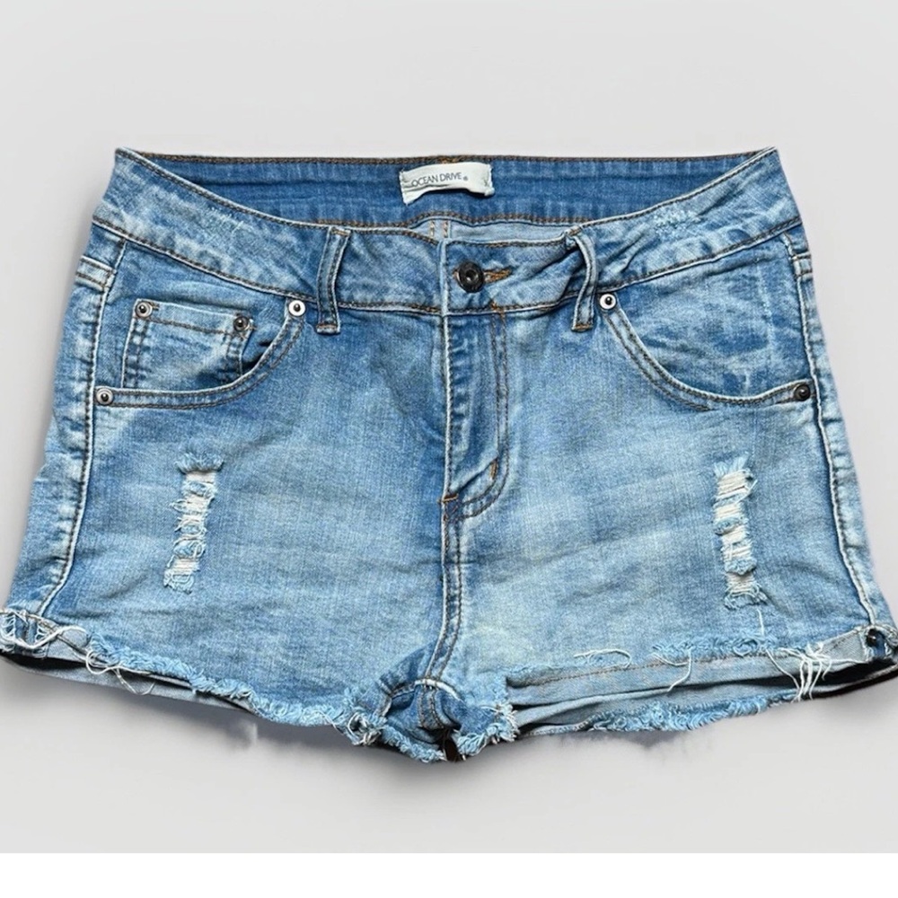 (9) OCEAN DRIVE Mini Jean Shorts Extra Leg Seam to Prevent Fraying